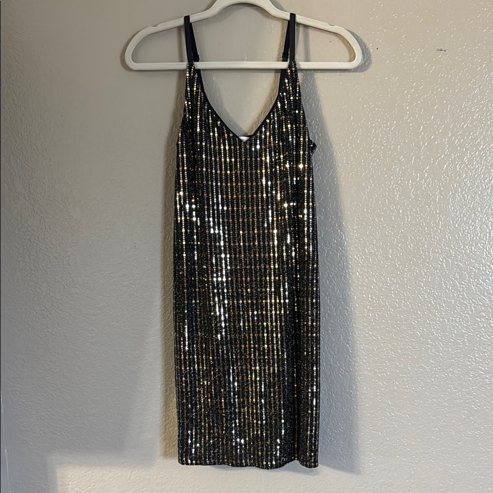 Candie’s Sequin Black and Gold Dress